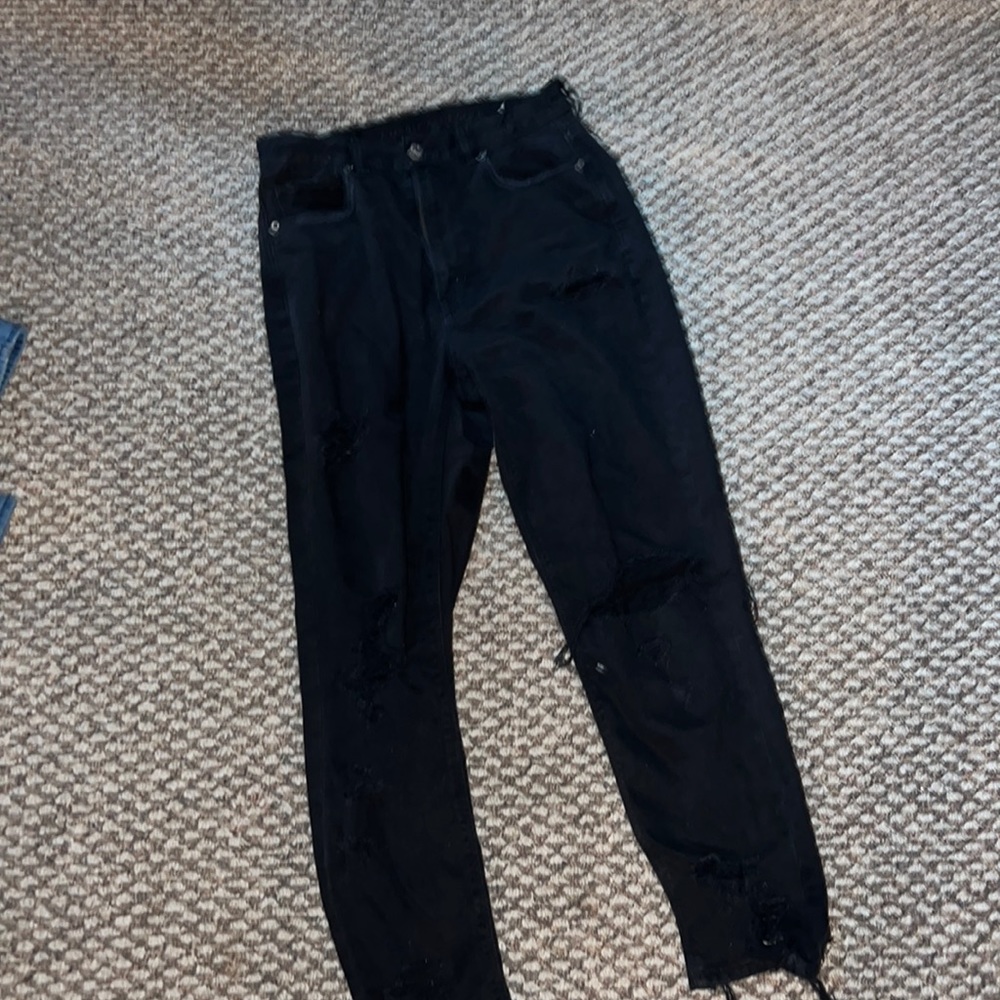 American eagle black ripped mom jeans